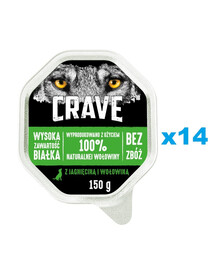 CRAVE Placičky na psím tácu s jehněčím a hovězím masem 14x150g