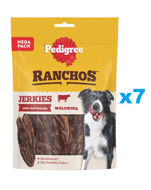 PEDIGREE Ranchos Jerkies 7x180 g bezobilné doplňkové krmivo pro dospělé psy s hovězím masem