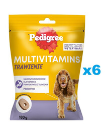 PEDIGREE Multivitamins Digestion doplňkové trávicí krmivo pro dospělé psy kuřecí příchuť 6x180 g