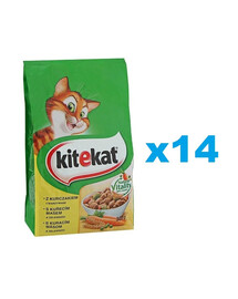 KITEKAT suché krmivo pro kočky s kuřecím masem a zeleninou 14x300g