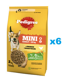 PEDIGREE Adult Mini 6x2 kg s drůbeží a zeleninou, kompletní krmivo pro dospělé psy malých plemen