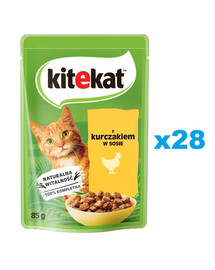 KITEKAT Kuře v omáčce 28x85 g pro dospělé kočky