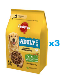 PEDIGREE Adult 3x2,6 kg s drůbeží a zeleninou kompletní krmivo pro psy velkých a středních plemen