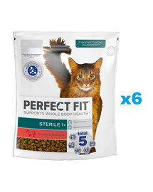 PERFECT FIT Sterile 1+ 6x750 g kompletní krmivo pro dospělé kočky s vysokým obsahem hovězího masa