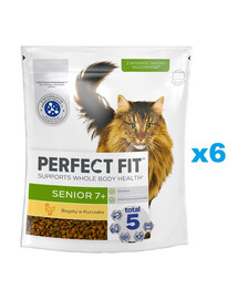 PERFECT FIT Senior 7+ 6x750 g kompletní krmivo pro starší kočky, bohaté na kuřecí maso