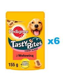 PEDIGREE Tasty Bites Chewy Slices psí pamlsky s hovězím masem 6x155g
