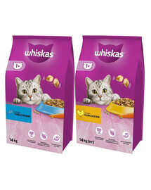 WHISKAS Dry kuřecí 14 kg + WHISKAS s tuňákem 14 kg