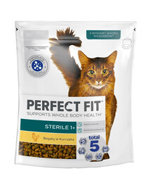 PERFECT FIT (Sterile 1+) 750g Bohaté na kuře - suché krmivo pro sterilizované kočky