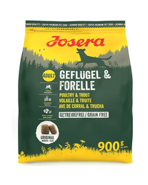 JOSERA Geflügel Forelle 900 g bezobilné krmivo pro aktivní psy