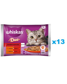 WHISKAS Adult 52x85g Classic Sets krmivo pro kočky v želé, kousky s hovězím a drůbežím, jehněčím a kachním masem