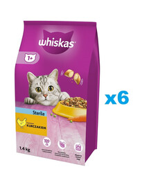 WHISKAS Sterile 6x1.4 kg krmivo s kuřecím masem pro sterilizované kočky