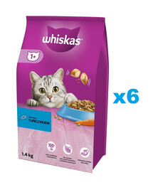 WHISKAS Adult 6x1,4 kg Kompletní krmivo pro dospělé kočky s lahodným tuňákem