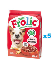 FROLIC Mini Naturally Irresistible 5x800 g polovlhké krmivo pro psy malých plemen s čerstvým hovězím masem