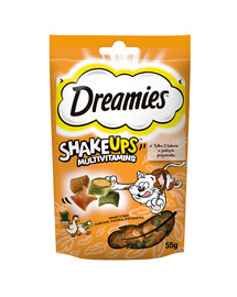 DREAMIES ShakeUps Multivitamins 55g kočičí pamlsek s kuřecím masem, kachnou a kočičí trávou