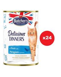 BUTCHER'S Delicious Dinners kousky se pstruhem v želé 24 x 400g