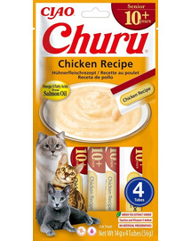 INABA Churu Cat Senior Chicken 4x14g krémová pochoutka pro starší kočky s příchutí kuřete