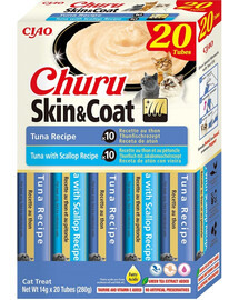 INABA Churu Cat Skin Coat 20x14g tuňák a krevety krémová pochoutka pro kočky