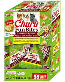 INABA Cat Fun Bites Chicken with Pumpkin 8x12g wrapy s kuřecím masem a dýní pro kočky