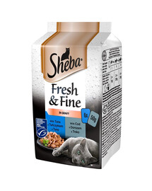 SHEBA Fresh & Fine kapsičky 6x50g Losos, tuňák, treska