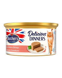 BUTCHER'S Classic Delicious Dinners s lososem a krevetami 85 g
