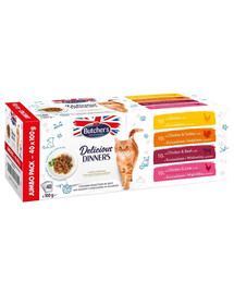 BUTCHER'S Delicious Dinners Jumbo Pack Želé pro dospělé kočky 40x100g Smíšené příchutě kuřecího masa
