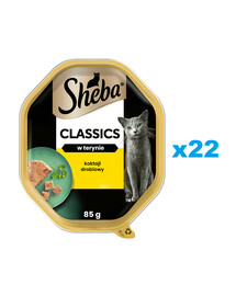 SHEBA tacka Classics Drůbeží koktejl 22x85g - kompletní mokré krmivo pro dospělé kočky v paštice