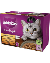 WHISKAS kapsička pro dospělé 12x85g Drůbeží krmivo v želé s: kuřecím, krůtím, drůbežím, kachním masem
