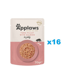 APPLAWS Cat Adult Pouch Jelly Tuňák a Losos v želé 16x70 g