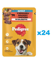 PEDIGREE Dospělé kousky v želé s hovězím masem a játry 24x100g