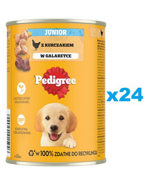 PEDIGREE Junior 24x400g mokré kompletní krmivo pro rostoucí psy s kuřecím masem v želé