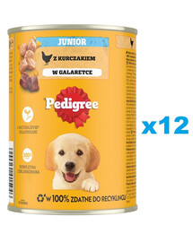 PEDIGREE Junior 12 x 400g kompletní krmivo pro rostoucí psy s kuřecím masem v želé