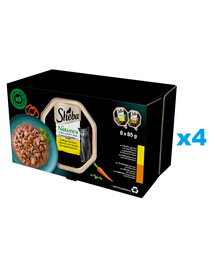 SHEBA Nature’s Collection Drůbeží Smaki tácky 32x85 g kompletní mokré krmivo pro dospělé kočky v omáčce, kousky s kuřecím a krůtím masem