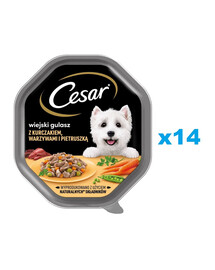CESAR tác 14x150 g kompletní mokré krmivo pro dospělé psy v omáčce s kuřecím masem, zeleninou a petrželkou