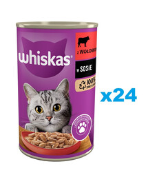 WHISKAS Adult  24x400 g kompletní krmivo pro dospělé kočky s hovězím masem v omáčce