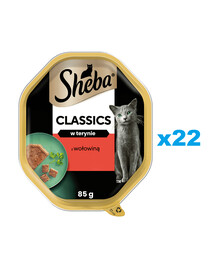 SHEBA Classics 22x85 g kompletní krmivo pro dospělé kočky s hovězím masem v paštice