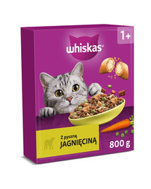 WHISKAS Adult 800 g Kompletní suché krmivo pro dospělé kočky s lahodným jehněčím masem
