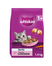 WHISKAS Sterile 1,4 kg kompletní suché krmivo pro dospělé kočky po kastraci s lahodným lososem