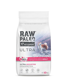 RAW PALEO Ultra Pork Medium&Large Adult 10 kg pro dospělé psy středních a velkých plemen s vepřovým masem.