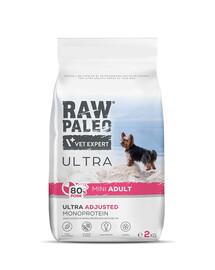 RAW PALEO Ultra Pork Mini Adult 2kg pro dospělé psy malých plemen s vepřovým masem
