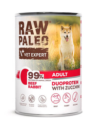 RAW PALEO Beef Rabbit Adult vlhké krmivo pro psy s hovězím a králíkem 400g