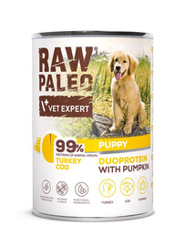 RAW PALEO Turkey Cod Puppy 400g mokré krmivo pro štěňata s krůtím masem a treskou