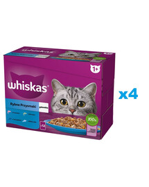 WHISKAS Adult sáček 48×85 g Rybí delikatesy mokré krmivo pro dospělé kočky v želé s: lososem, tuňákem, treskou a bílou rybou
