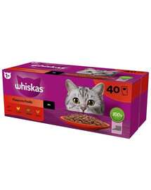 WHISKAS Classic Meals krmivo pro kočky v omáčce 40x85 g + TRIXIE kuřecí a lososové kroužky 50 g