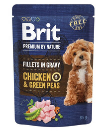 Premium By Nature Dog Fillets in Gravy z kurczakiem i zielonym groszkiem 24x85g