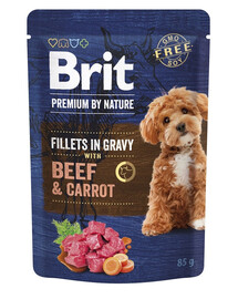 BRIT Premium By Nature Dog Fillets in Gravy s hovězím masem a mrkví 24x85g