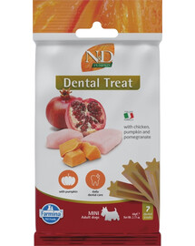 FARMINA N&D Pumpkin Dental Treat Chicken Pomegranate Mini 60 g (7 ks) dentální pamlsek pro psy malých plemen