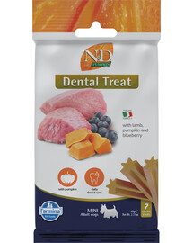 FARMINA N&D Pumpkin Dental Treat Lamb Blueberry Mini 60 g (7 ks) dentální pamlsek pro psy malých plemen
