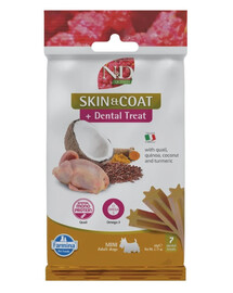FARMINA N&D Quinoa Dental Treat Skin Coat Quail Mini 60 g (7 ks) dentální pamlsek pro psy malých plemen