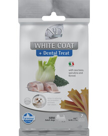 FARMINA N&D White Dental Treat Coat Sea bass Mini 60 g (7 ks) dentální pamlsek pro psy malých plemen