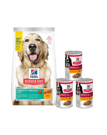 HILL'S Science Plan Adult 1+ Perfect Weight Large Breed suché krmivo s kuřetem 12 kg + 3 konzervy ZDARMA